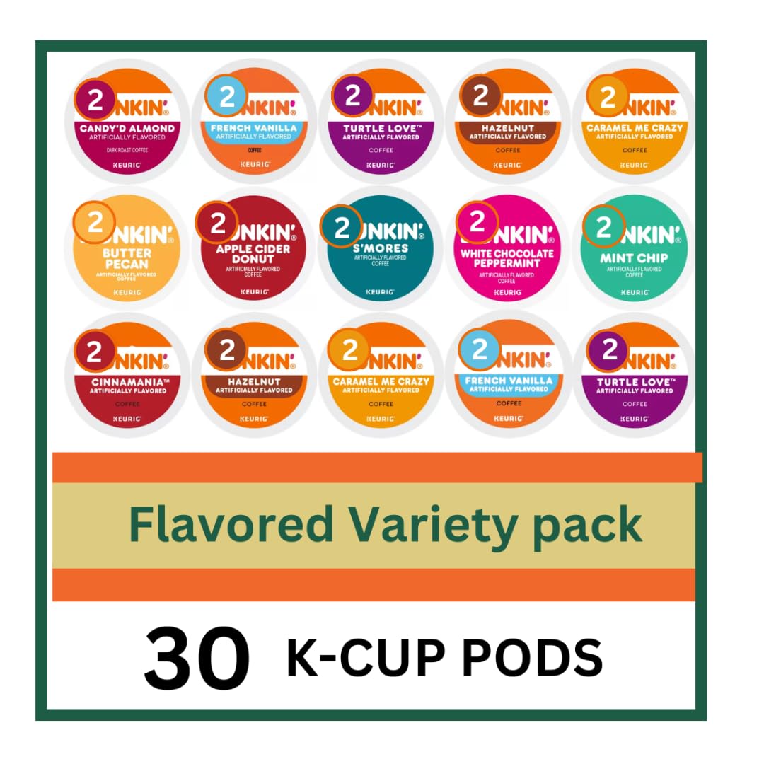 KUPIX 30 Count Flavored Coffee Pods Variety Pack for Keurig – Hazelnut, Cinnamon Dolce, Vanilla & More