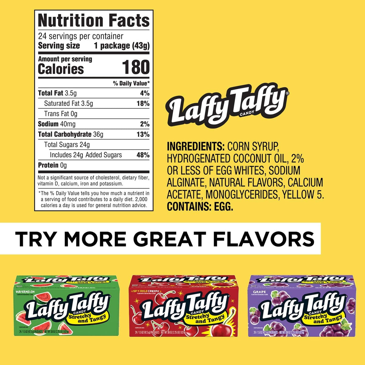 Laffy Taffy Banana Stretchy & Tangy Candy — 1.5 oz Bars (24-Pack)