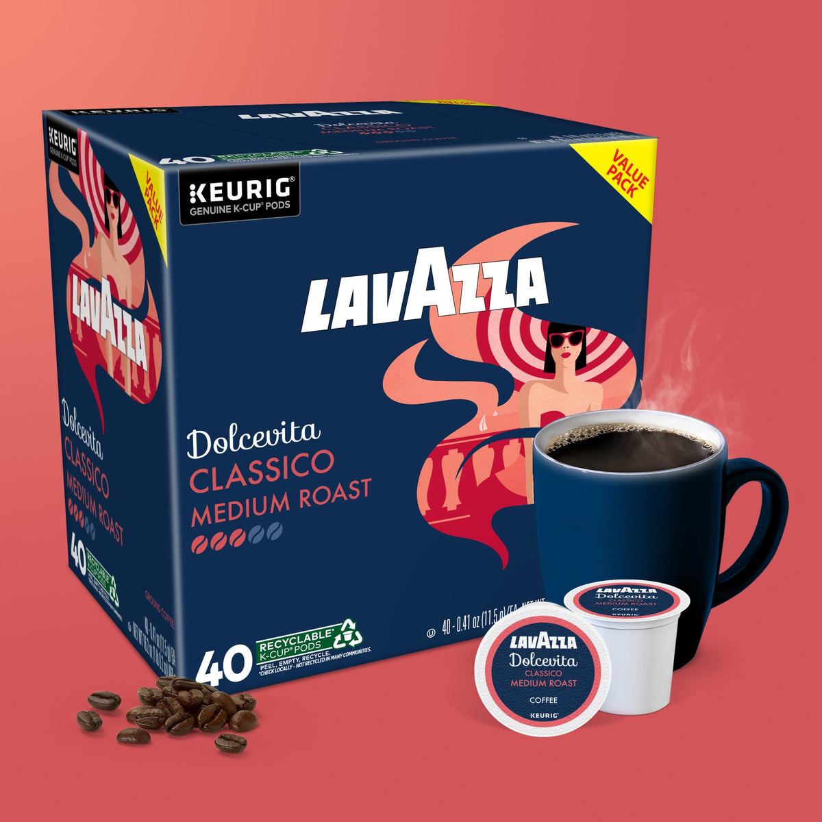 Lavazza Dolcevita Classico K-Cup Pods – Medium Roast Coffee, 40-Count Box