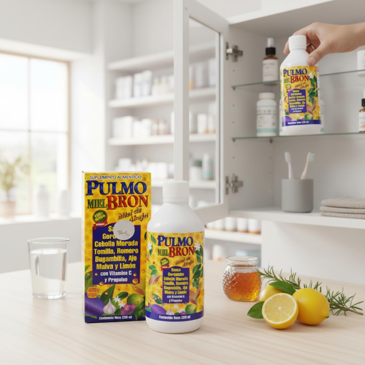 Lenico Pulmobron Herbal Syrup 220 ml – Honey, Vitamin C & Propolis Blend