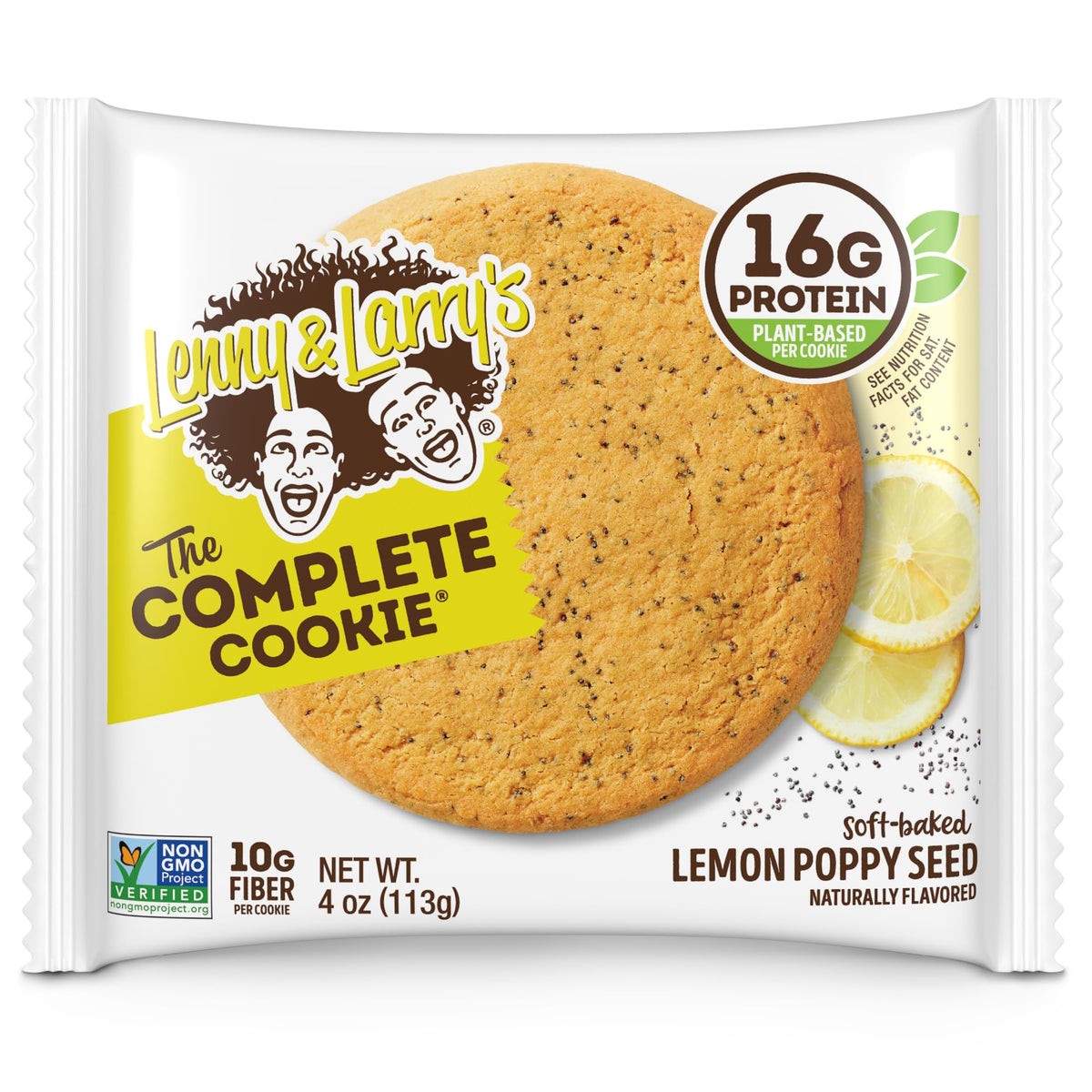 Lenny & Larry's Lemon Poppy Seed Protein Cookie — 16g Plant Protein, 12-Pack