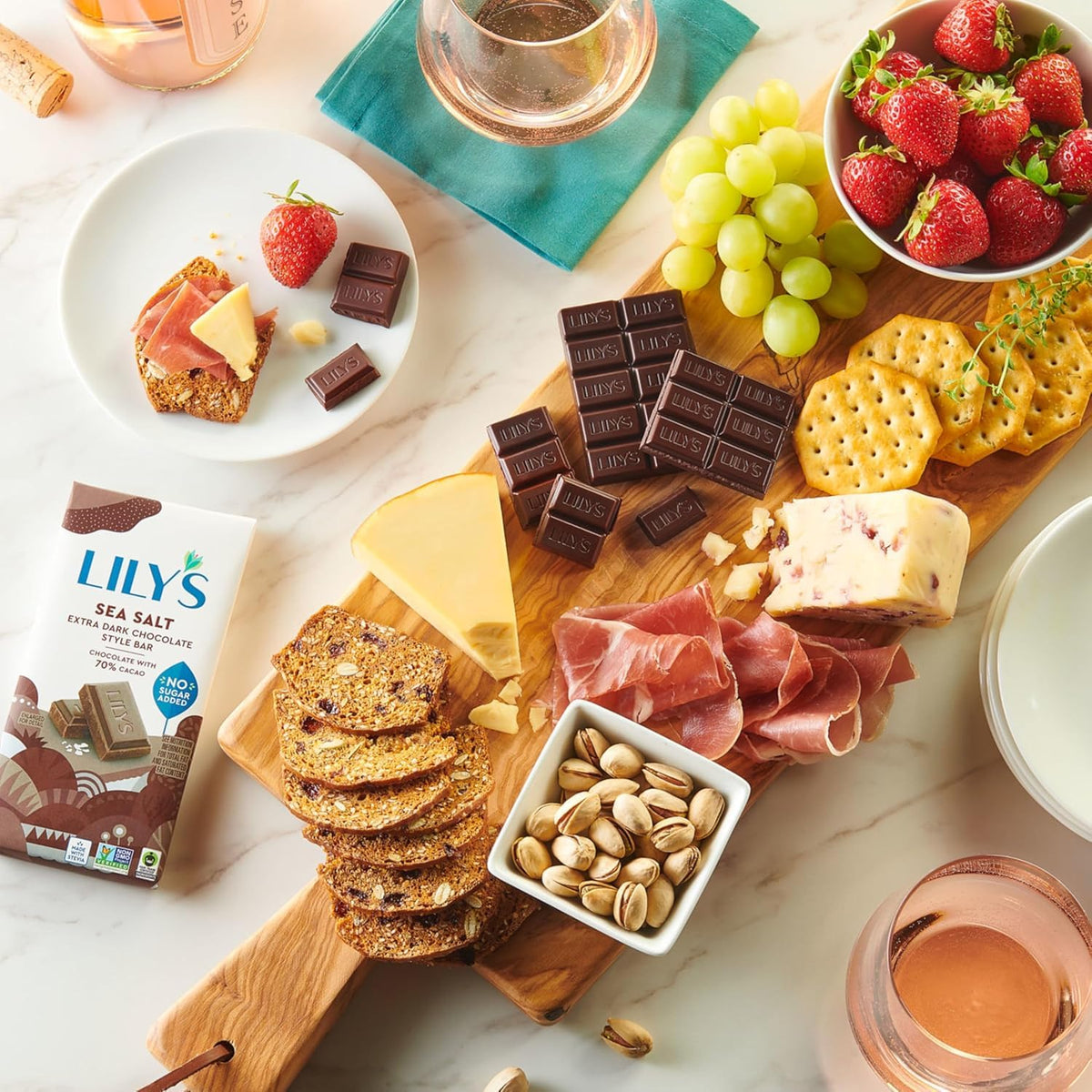 Lily's Salted Chocolate Lovers 6-Pack: Milk Salted Almond, Dark 70% Sea Salt, Dark Salted Almond