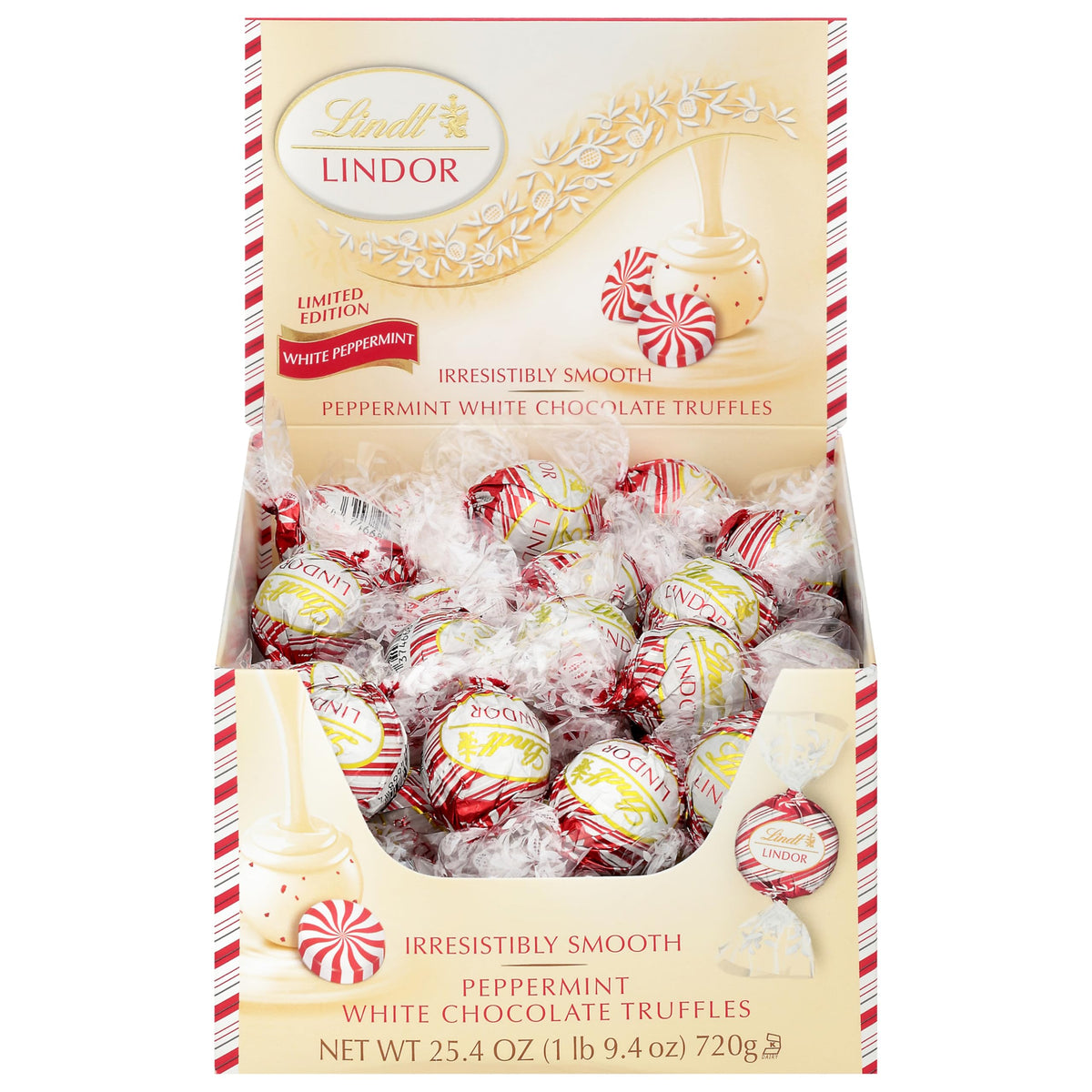 Lindt LINDOR White Chocolate Peppermint Truffles – 60 Count, 25.4 oz
