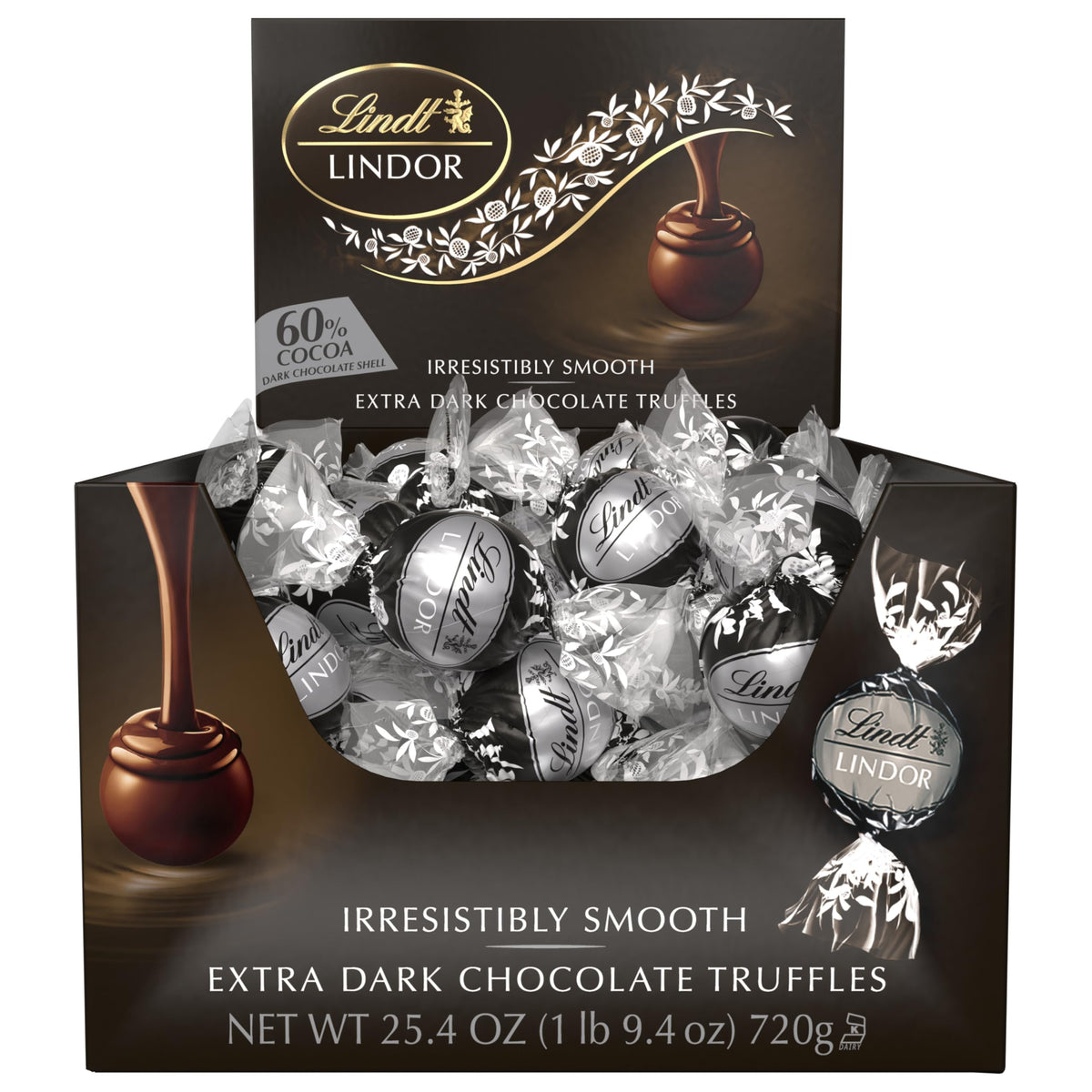 Lindt LINDOR 60% Dark Chocolate Truffles – 60 Count Gift Box