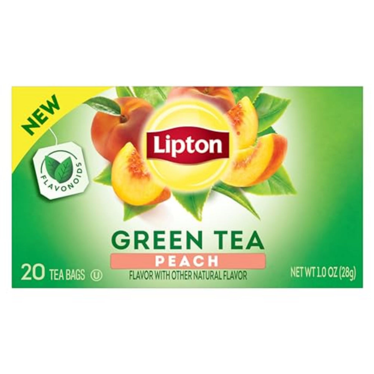 Lipton Peach Green Tea Bags – Unsweetened, Peach Flavor, 120 Bags (6 x 20)