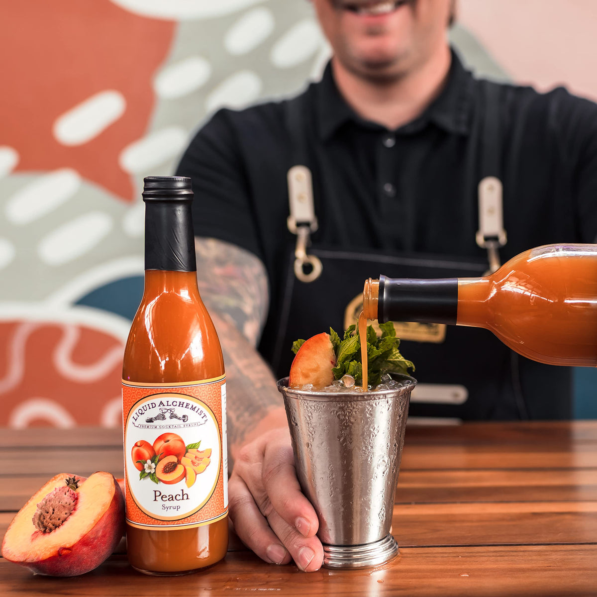 Liquid Alchemist Peach Syrup for Drinks - Real Ingredients for Cocktails, Non-GMO & Vegan (12.7 oz)