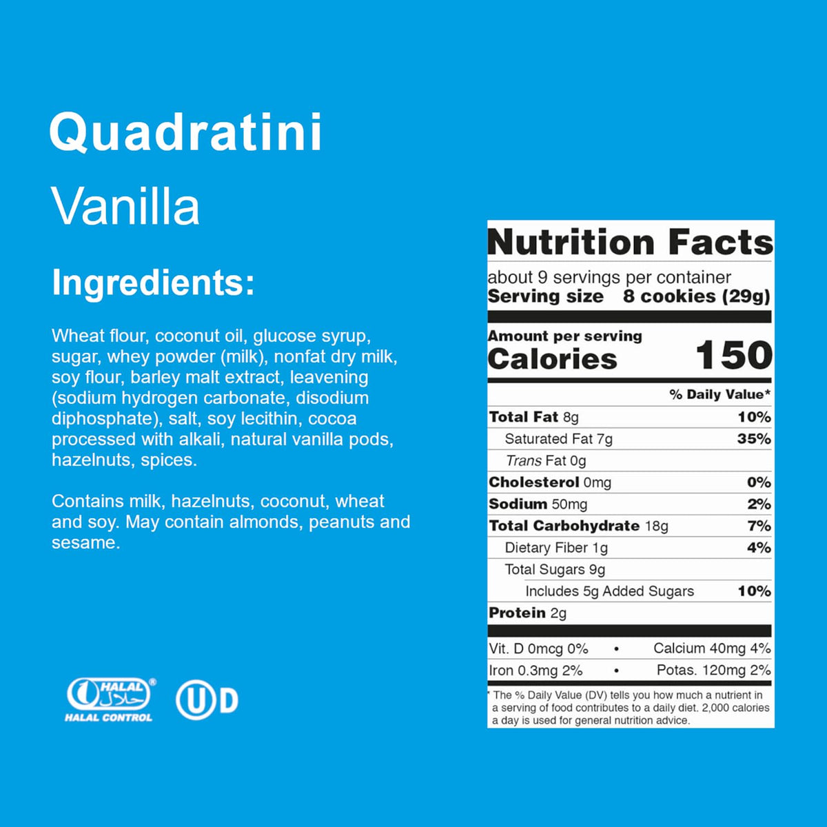 Loacker Quadratini Variety Pack Wafer Cookies LARGE – 30% Less Sugar – Hazelnut, Dark Chocolate, Vanilla & Chocolate – 6-Pack