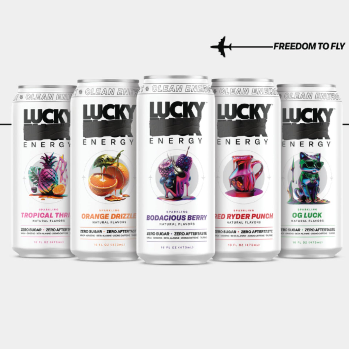 Lucky Energy Sugar-Free 16oz – 10-Can Variety Pack