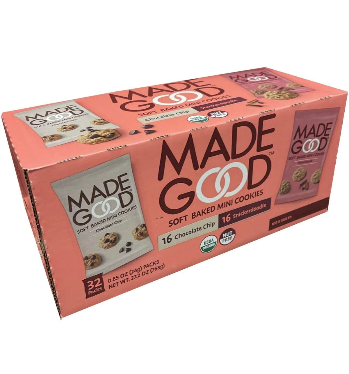 MadeGood Soft Baked Mini Cookies – 32-Pack (16 Chocolate Chip + 16 Snickerdoodle)