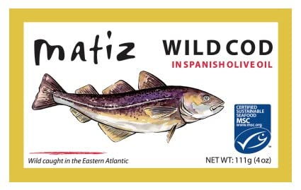 Matiz Wild Cod in Olive Oil | Hand-Packed in Galicia, Spain | 12 Pack