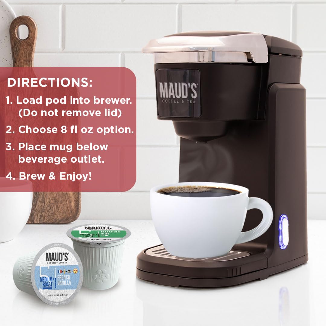 Maud's Flavored Coffee Pods Variety Pack – 40 K-Cups, 9 Flavors, Medium Roast