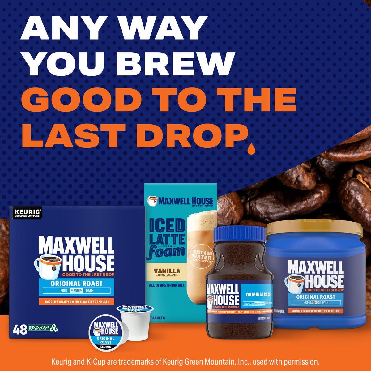 Maxwell House Original Roast K-Cup Pods – 48 Count, Medium Roast, Keurig Compatible