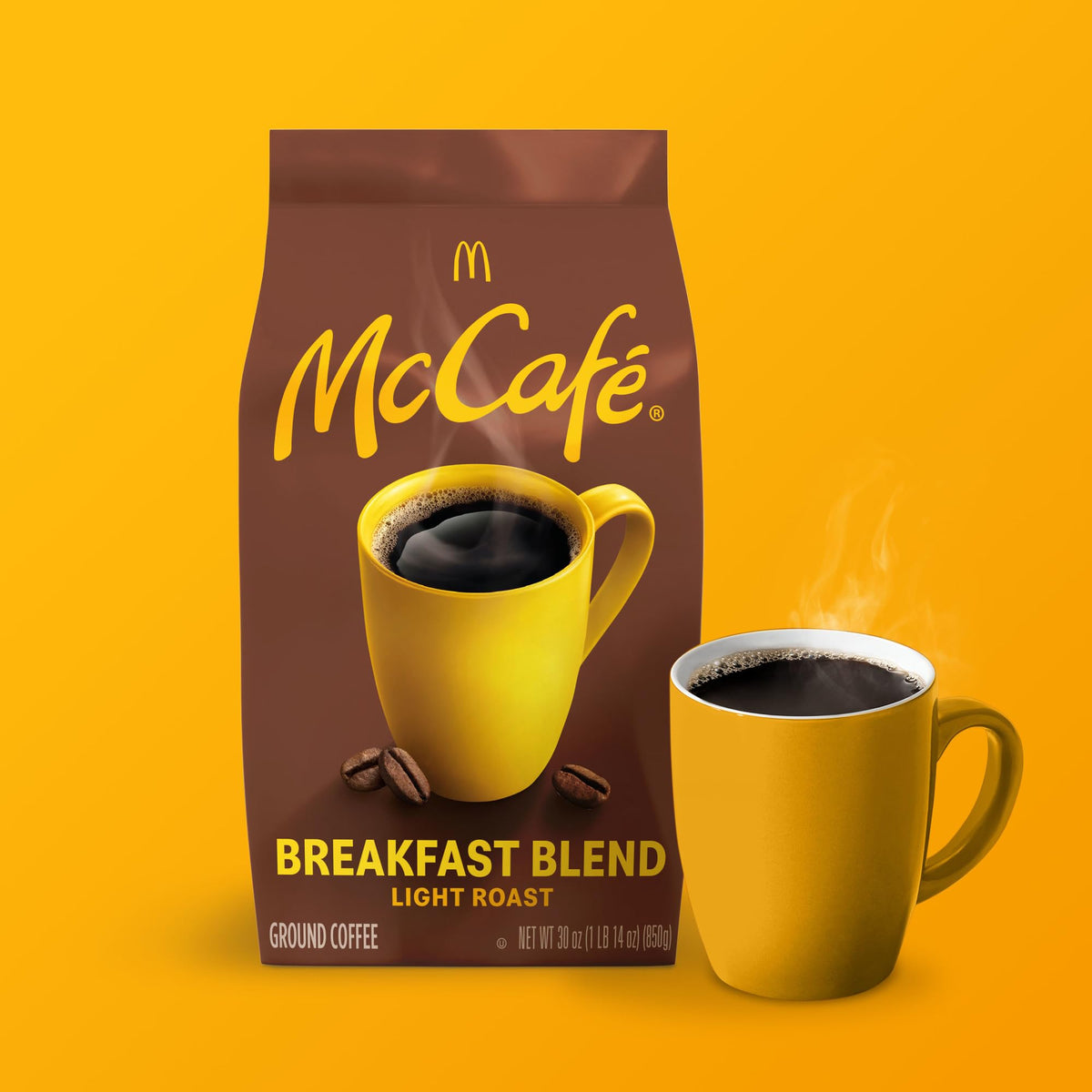 McCafé Breakfast Blend Ground Coffee – Light Roast with Citrus Notes, 30oz Bag | Kosher Certified, Responsibly Sourced