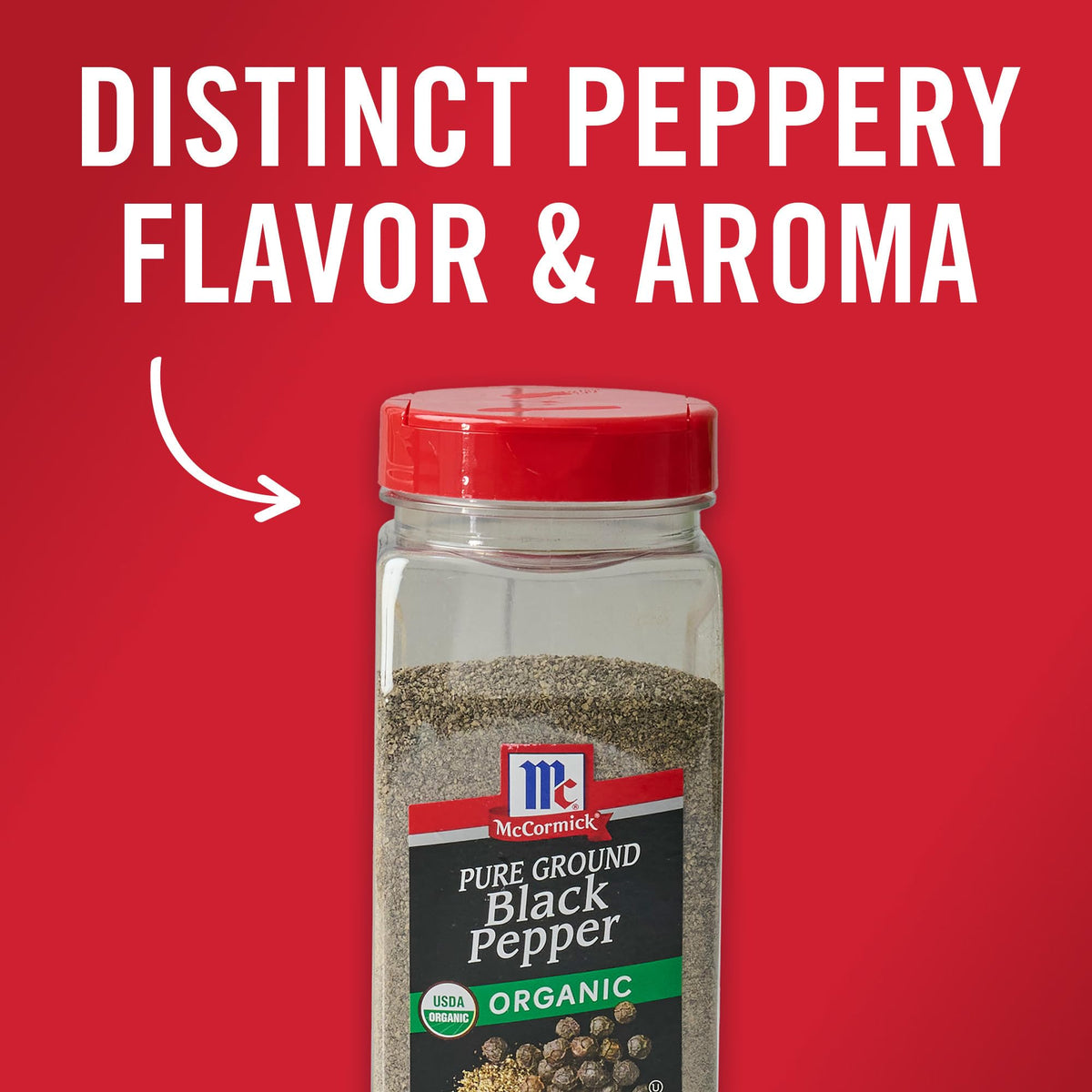 McCormick Organic Pure Ground Black Pepper - 12 oz | Non-GMO, Distinctive Pepper Flavor