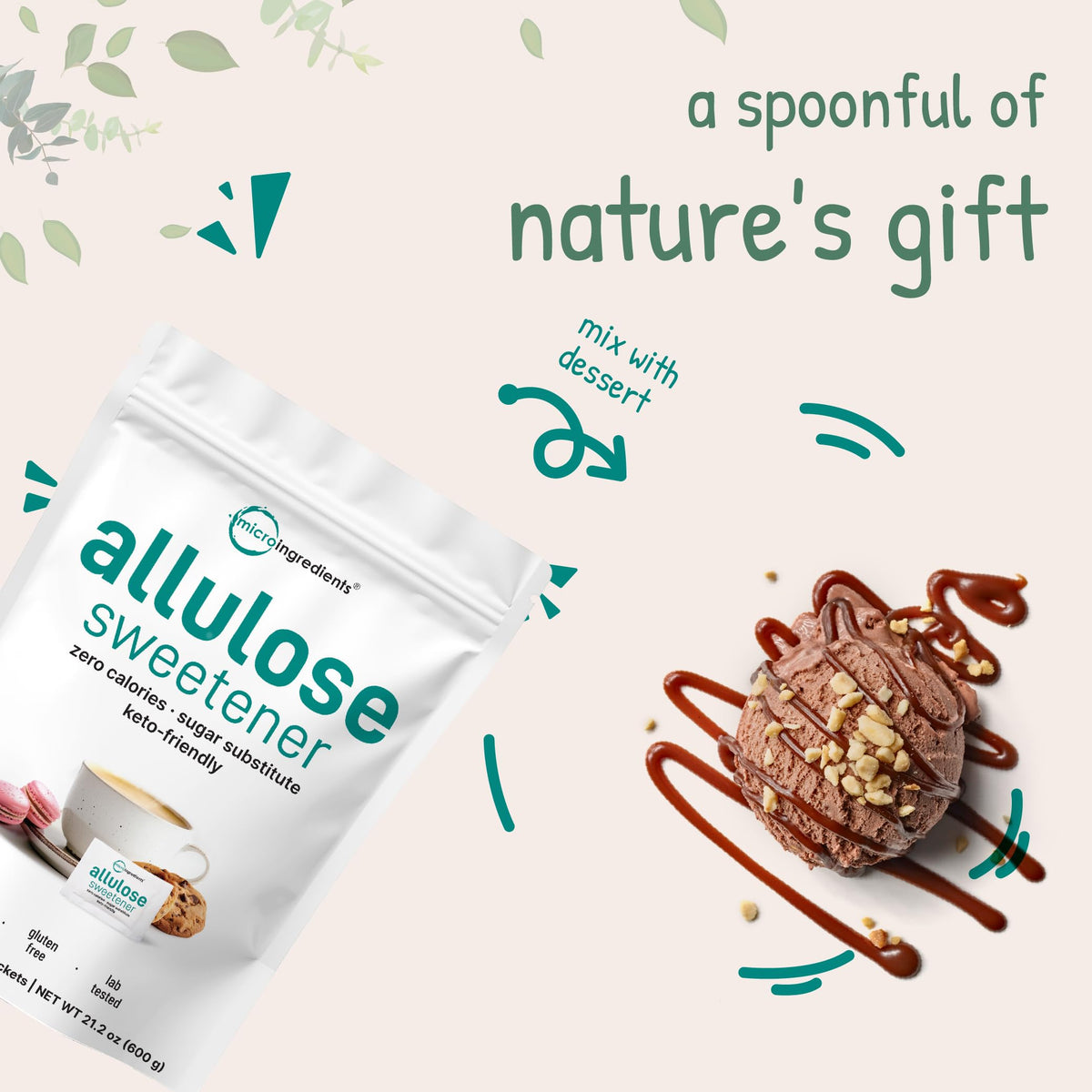 Micro Ingredients Allulose Packets – 300 Count, Zero Calorie, No Aftertaste, Keto & Vegan