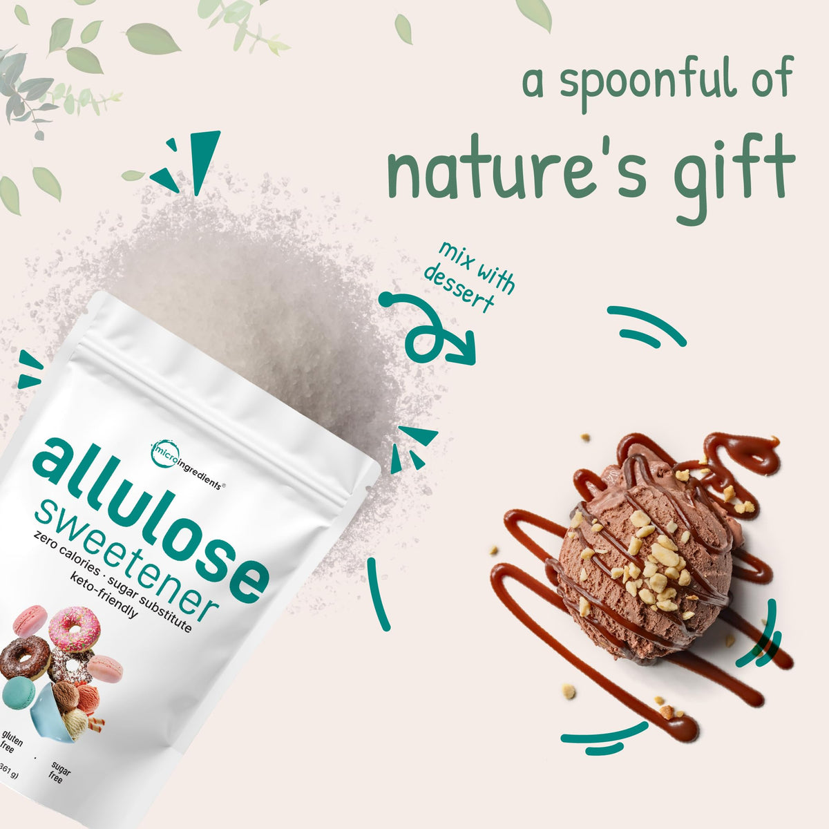 Micro Ingredients Allulose Sweetener – 3 lb (48 oz), Zero Calorie, Plant Based, No After Taste | Keto & Vegan Friendly