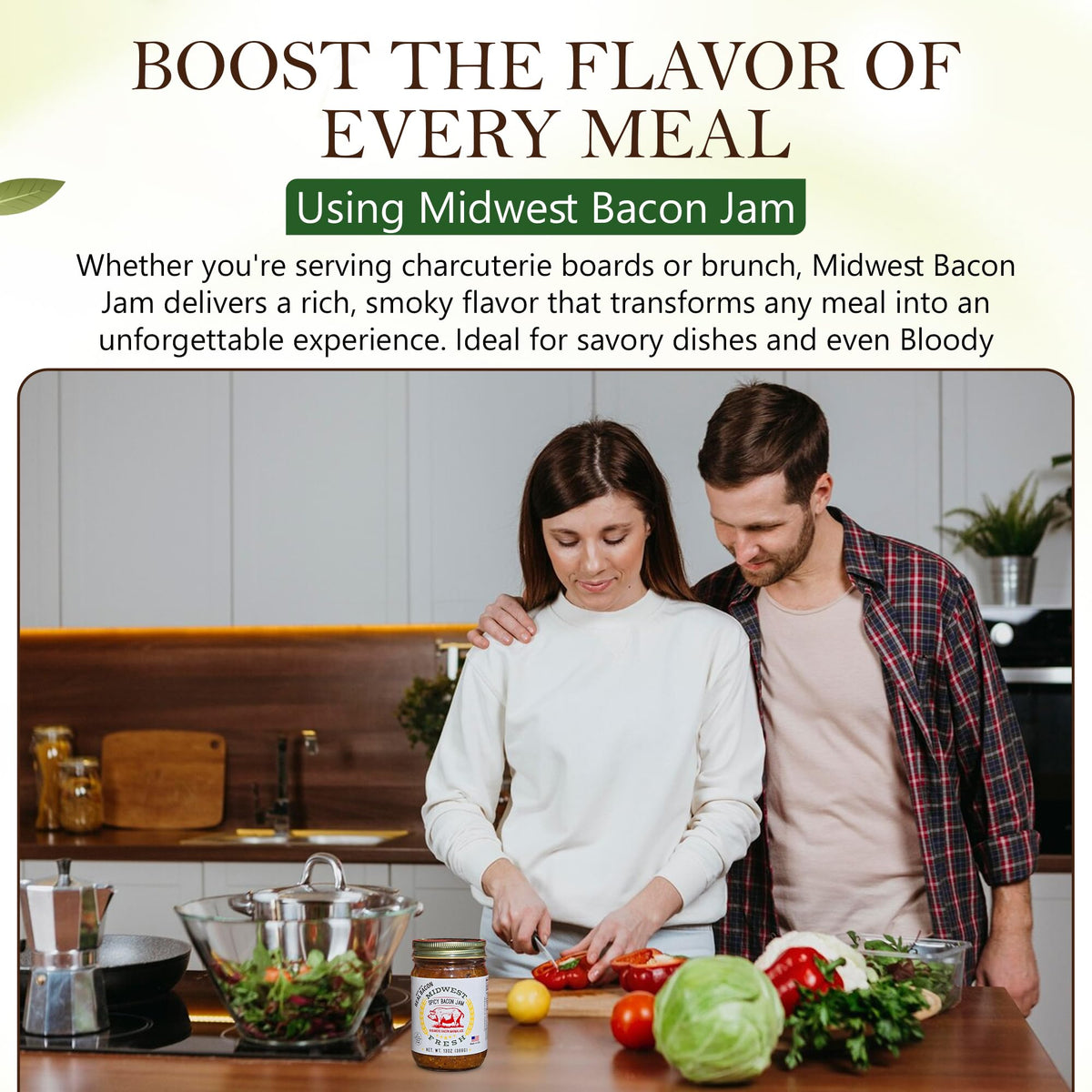 Midwest Fresh Spicy Bacon Jam – Gourmet Bacon Marmalade for Burgers, Sandwiches & Charcuterie | 2-Pack (2 × 13 oz)