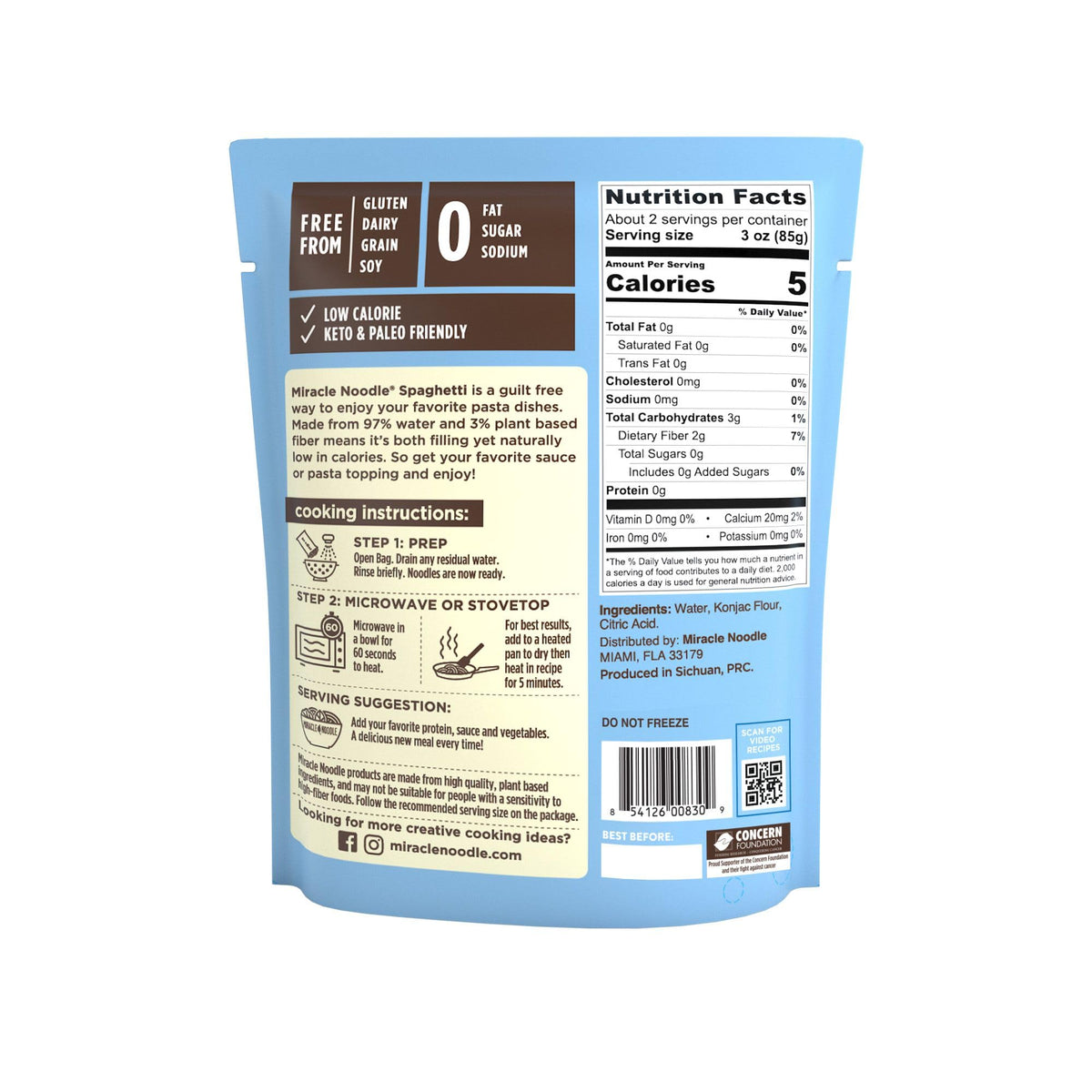 Miracle Noodle Ready to Eat Spaghetti Pasta – 7 oz Bags, Pack of 6 | 5 Calories, 1g Net Carbs | Plant-Based & Gluten-Free
