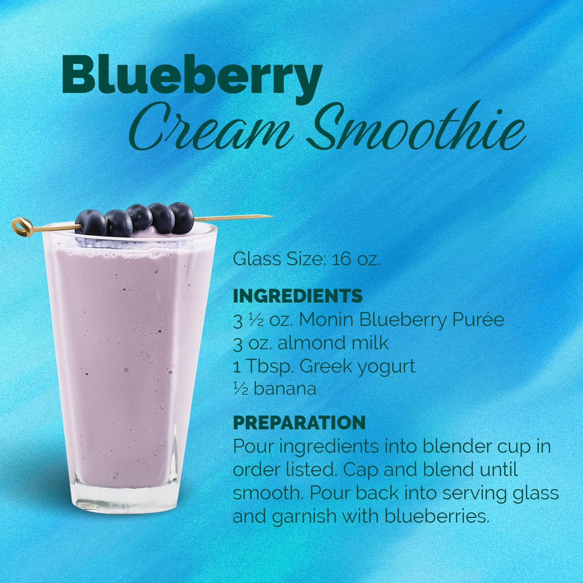 Monin Blueberry Puree – Tart & Sweet, 1 L for Cocktails, Smoothies & Lemonades