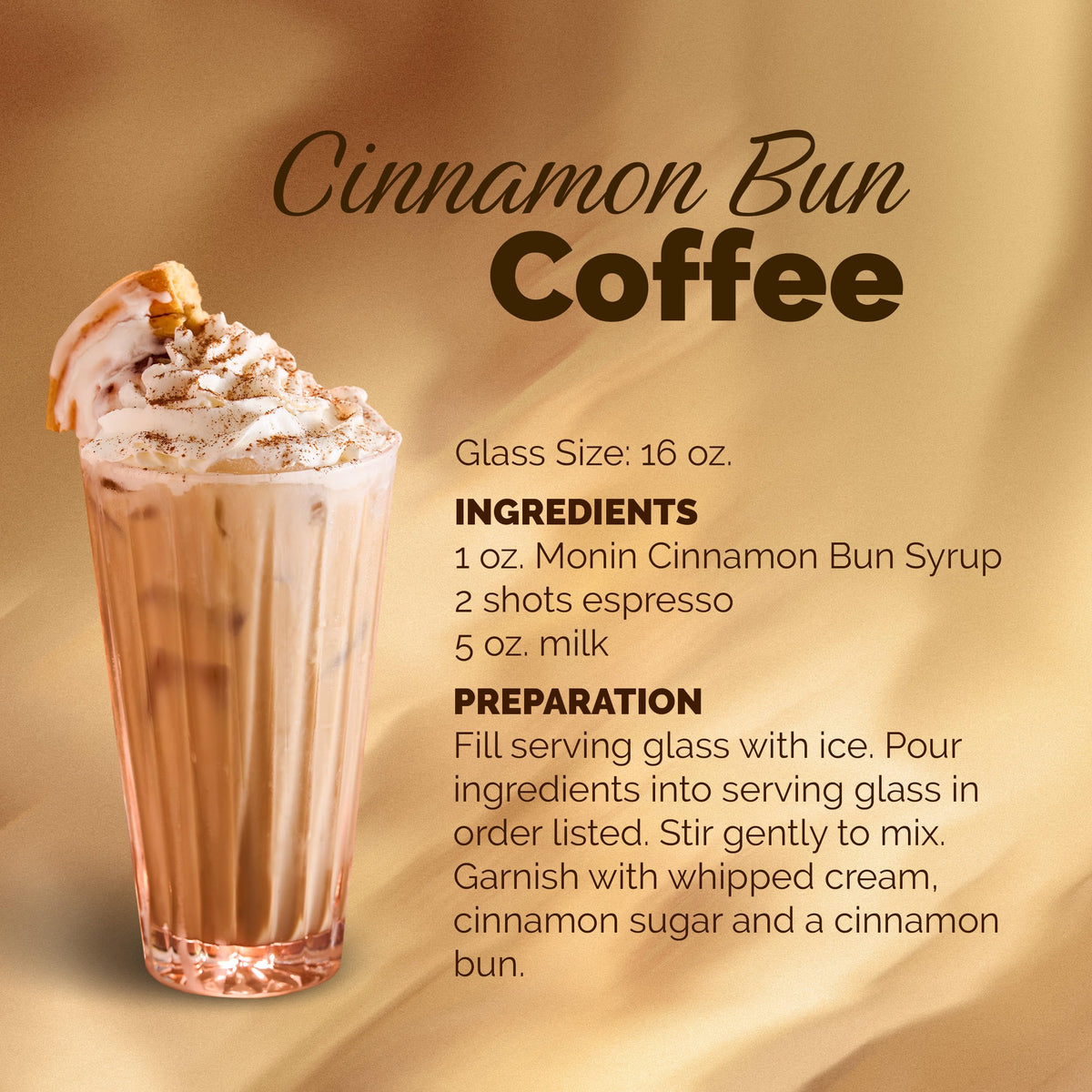 Monin Cinnamon Bun Syrup | Clean-Label Flavor for Coffees & Cocktails | 1 Liter