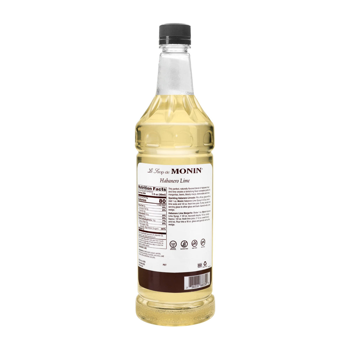 Monin Habanero Lime Syrup | Premium Beers & Cocktails (1L) | Clean Label, No Artificial Flavors or Preservatives