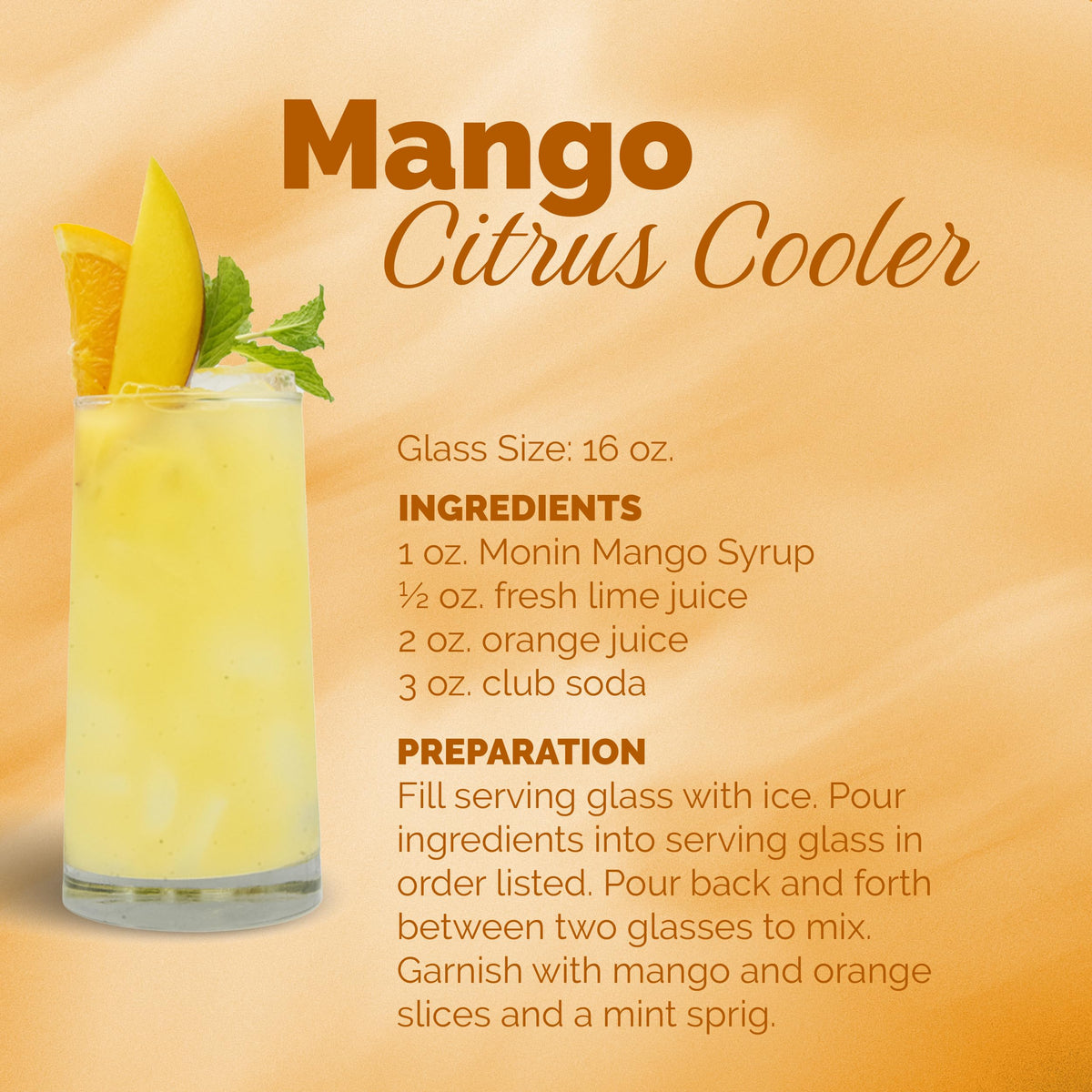 Monin Mango Syrup – Tropical, Gluten-Free, Non-GMO, 1L Pack of 2