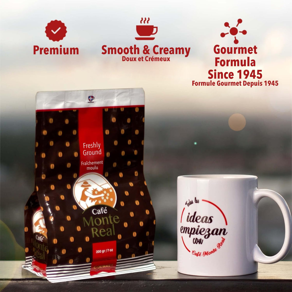 Monte Real Arabica Gourmet Coffee – Cacao Flavored Ground, Medium-Dark Roast, 400g