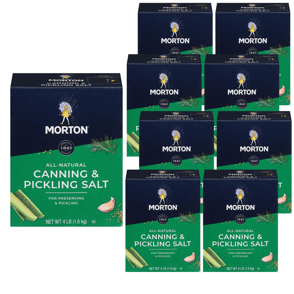 Morton Canning & Pickling Salt 4 lb - 9-Pack Bulk Salt for Home Canning & Preserving