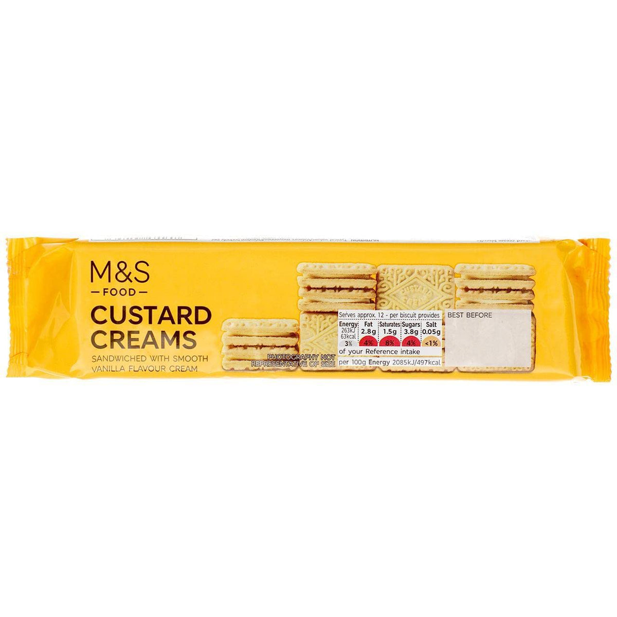 M&S Custard Creams 150g Pack of 6 | Vanilla Cream Sandwich Biscuits