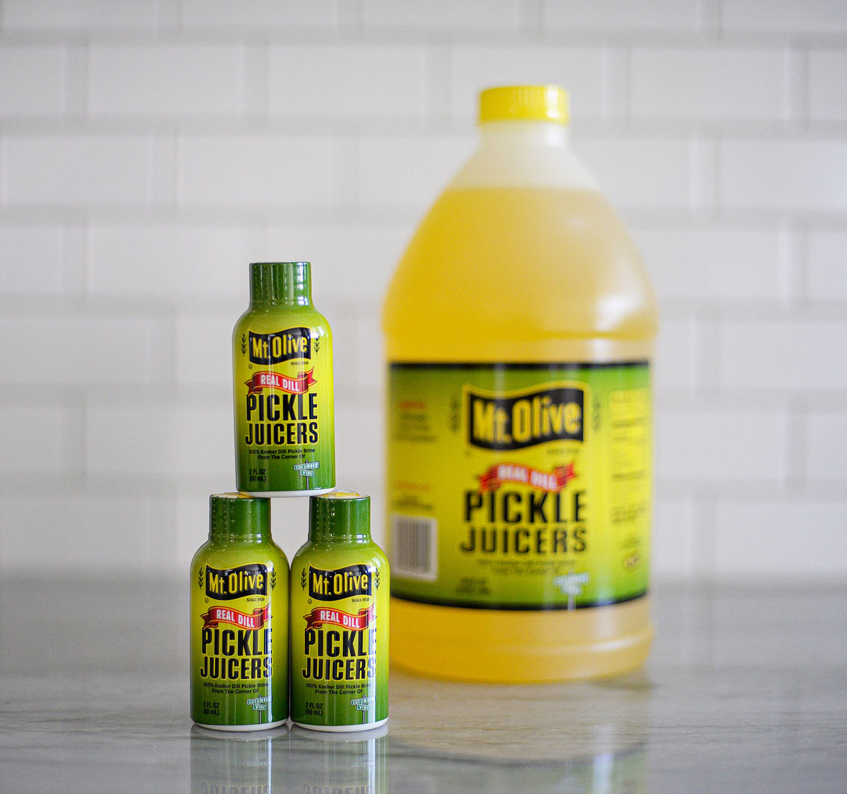 Mt. Olive Pickle Juice 100% Kosher Dill Brine – 12 Pack, 2 fl oz Bottles