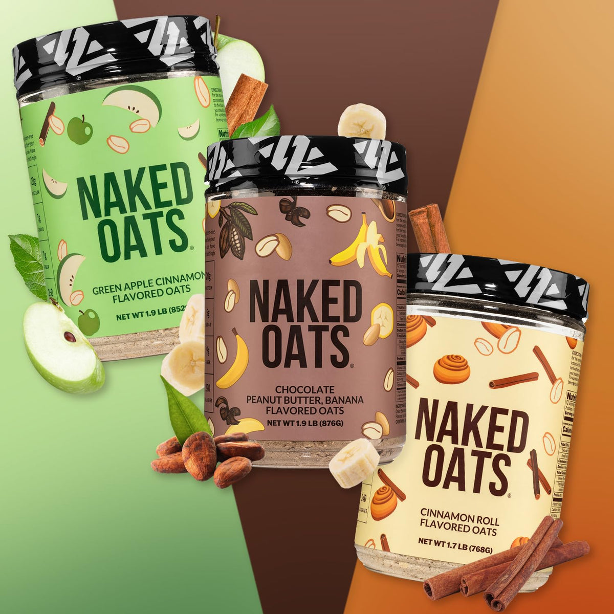 NAKED Oats Chocolate PB Banana Overnight Oats – 20g Whey Protein, Gluten Free, High Fiber, 12 Servings