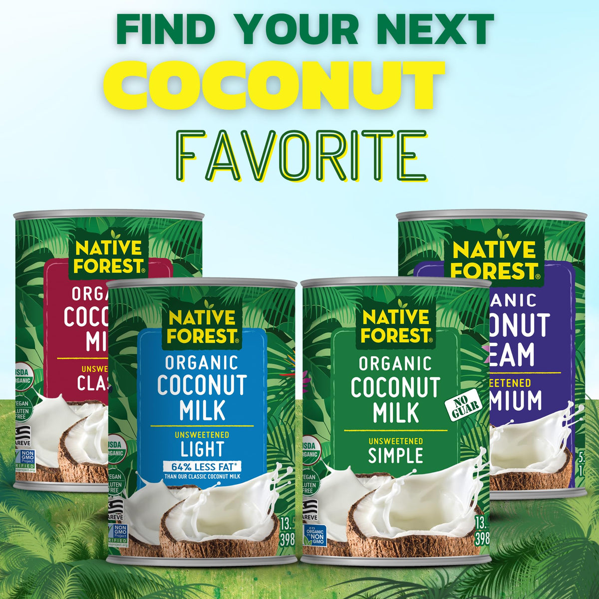 Native Forest Organic Light Coconut Milk - Unsweetened, 13.5 fl oz Can, Pack of 12