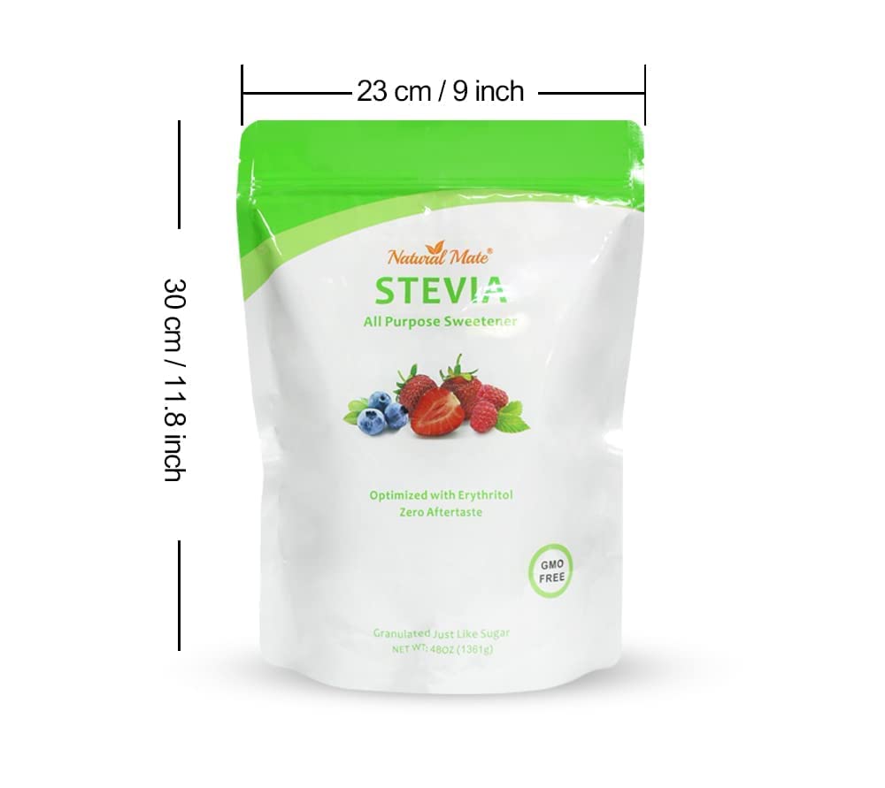 Natural Mate Zero Calorie Stevia Granular Sweetener — 2:1 Sugar Replacement, Keto & Low GI (3lb)
