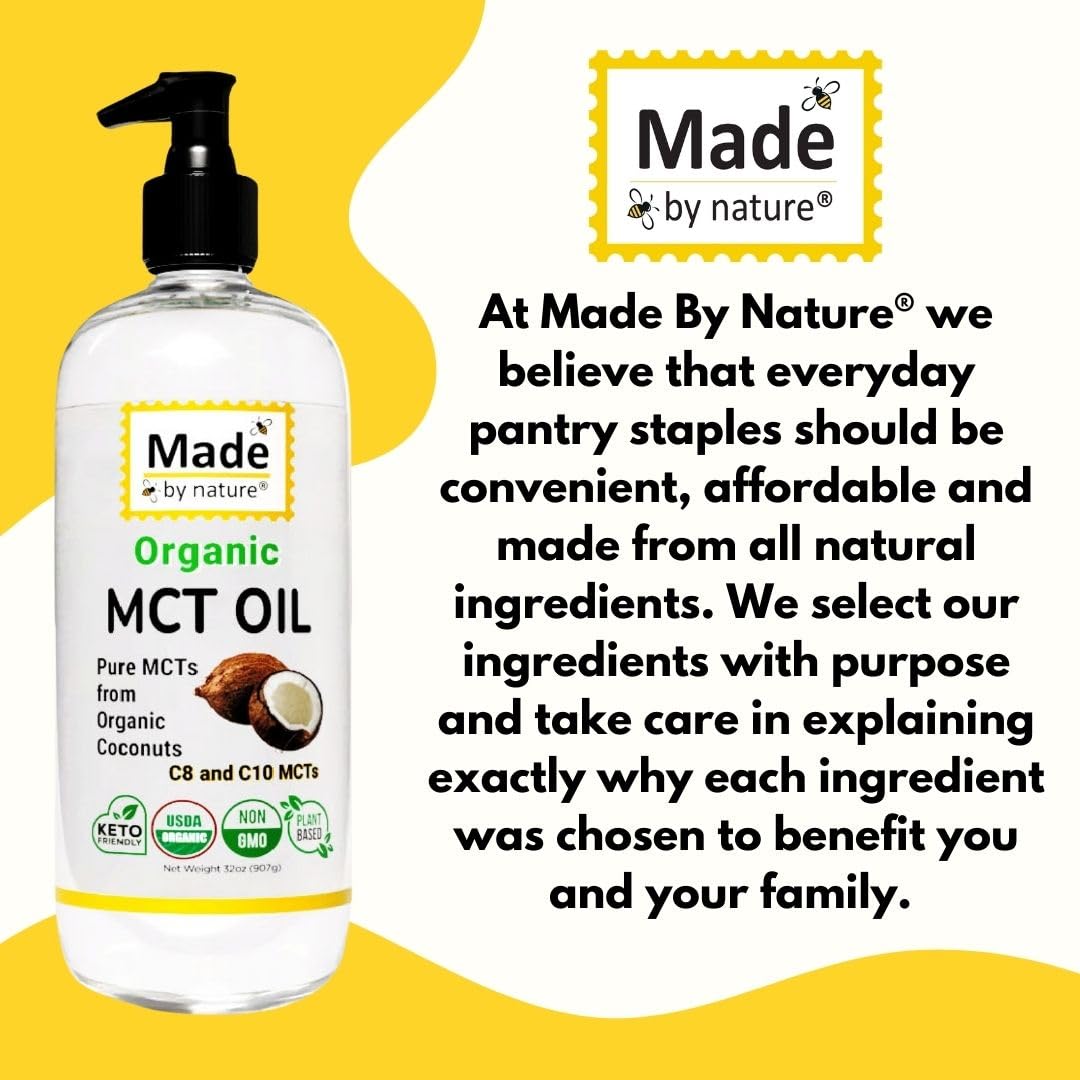 Nature's Diet Made By Nature Organic MCT Oil — Pure C8/C10 MCTs, 32 oz, Keto-Friendly