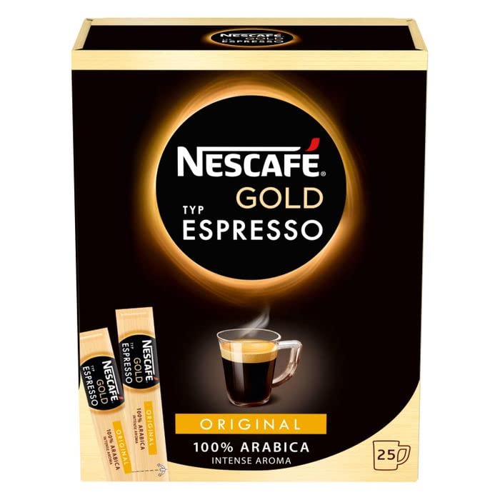 Nescafe Gold Espresso Instant Coffee Sticks – 25 Pack