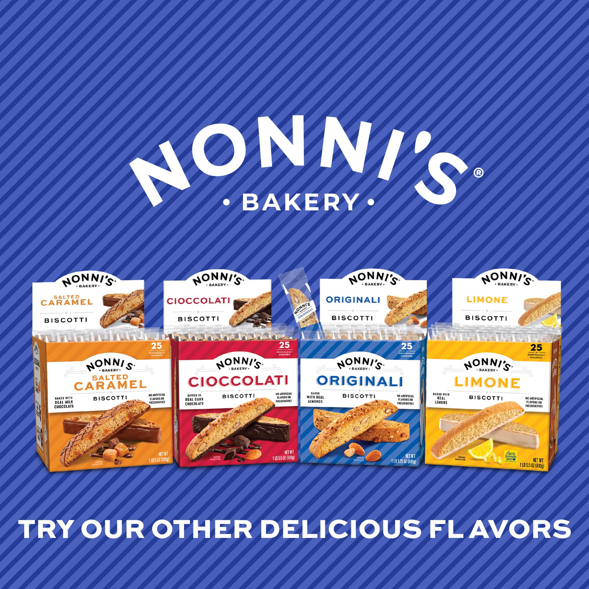 Nonni's Limone Lemon-Iced Biscotti Cookies – Individually Wrapped Italian Tea-Time Snack, 110 Cal Each, 21.5 oz Carton