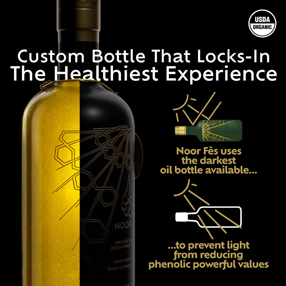 NOOR FÈS 20+ Awards EVOO – Organic Moroccan Picholine, Cold-Pressed 17oz