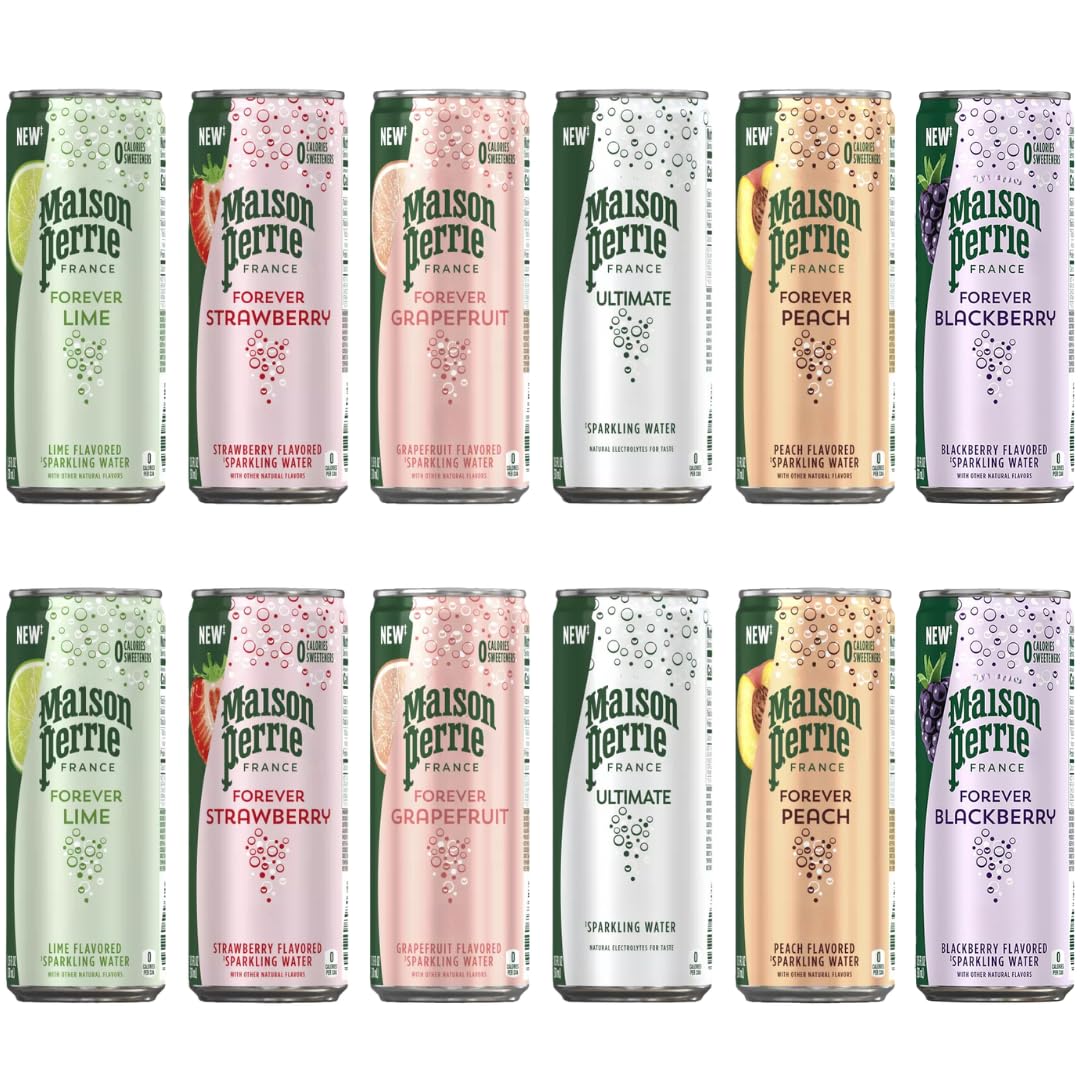 Obanic Flavored Carbonated Mineral Water Variety Pack – 12 Cans, 11.15 fl oz Each
