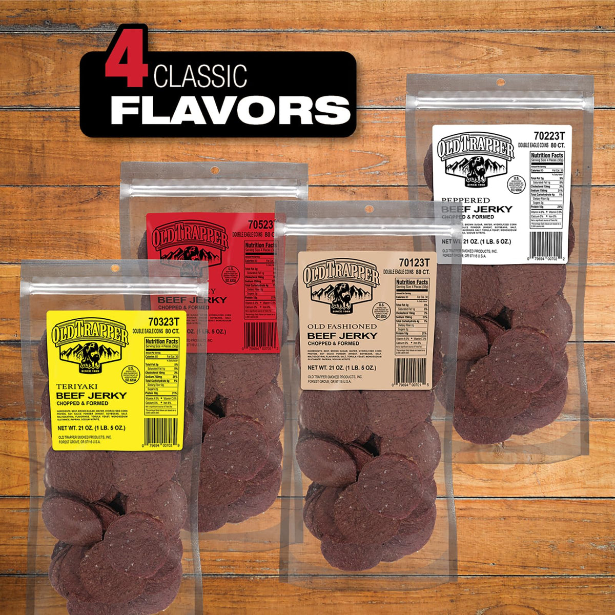 Old Trapper Double Eagle Hot & Spicy Beef Jerky – 21 oz, 10 g Protein, 80 Calories per Serving