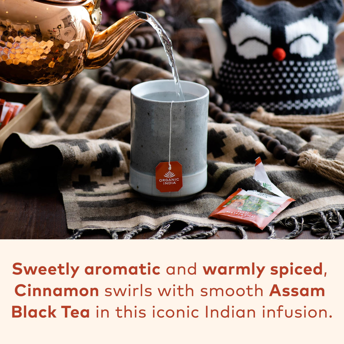 Organic India Tulsi Masala Chai Tea Bags – Stress Relief, Immune Support, USDA Organic, 18 Infusion Bags (6 Pack)