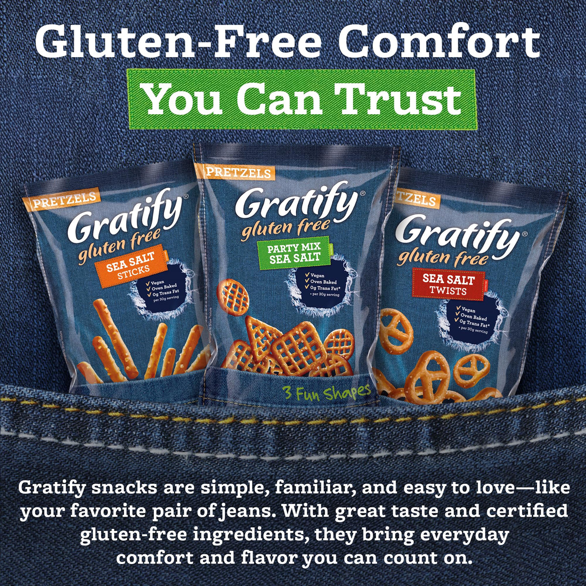 Osem Gratify Gluten Free Pretzels - Pack of 2 (10.5 oz) | Vegan, Kosher, Sea Salt