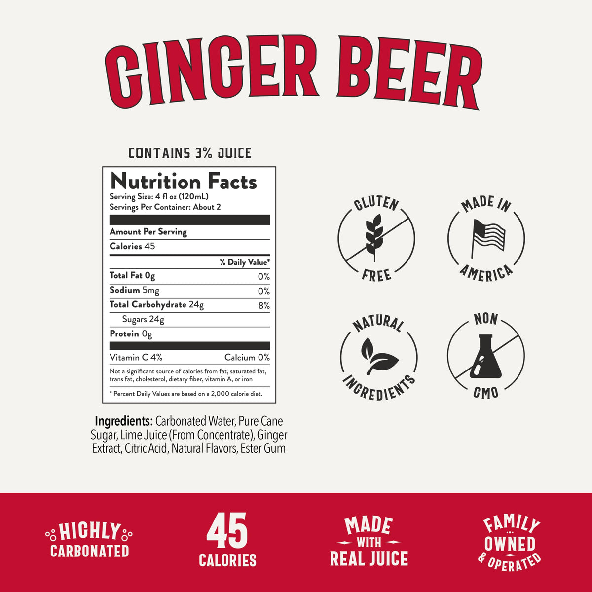 Owen's Ginger Beer - Premium Cocktail Mixer with Real Ginger Root & Fresh Lime | 8.2oz Cans (24 Pack)