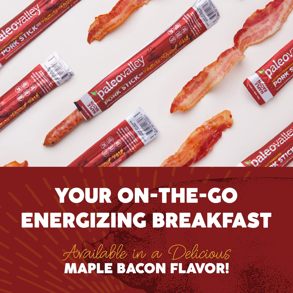 Paleovalley Pasture-Raised Pork Sticks – Maple Bacon (Gluten-Free)