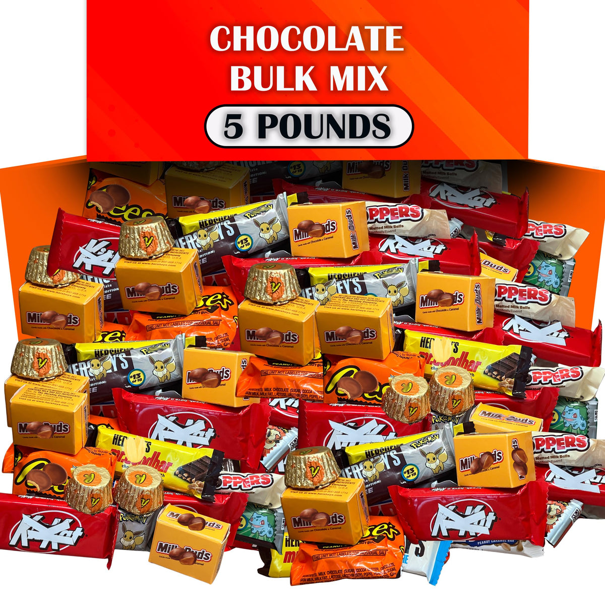 Partypom Assorted Chocolate Candy Mix – 5 Lbs Bulk, Individually Wrapped Bars for Parties & Office Snacking
