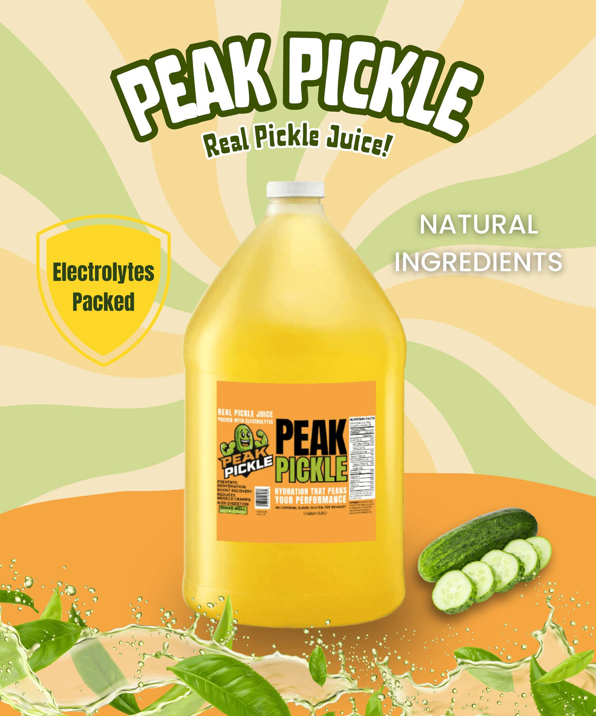 Peak Pickle Dill Pickle Juice – 1 Gallon for Hydration & Leg Ccramp Relief
