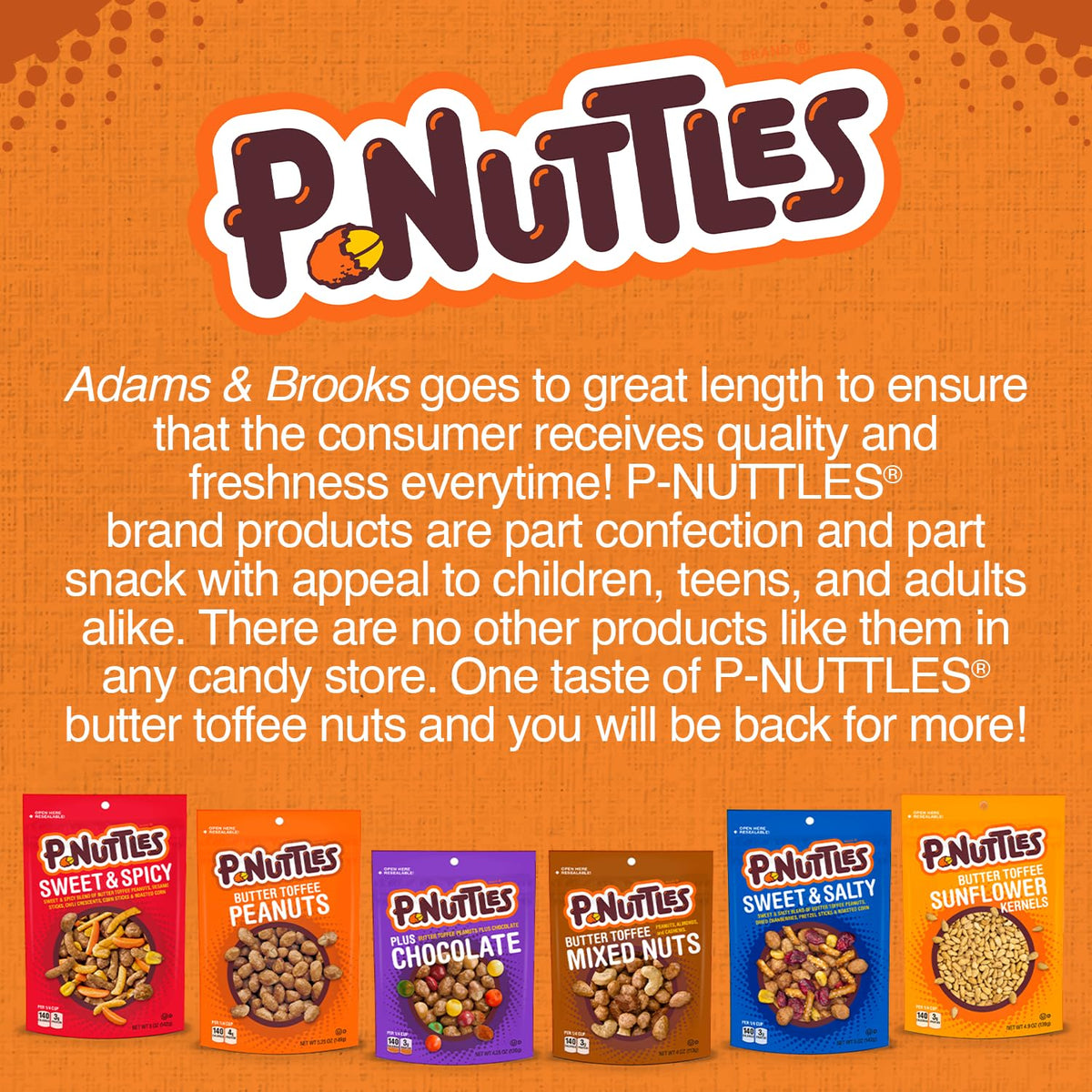 P-Nuttles Butter Toffee Covered Peanuts – 5.25 oz Resealable Bag (Pack of 6) | Sweet & Salty Kosher Snack