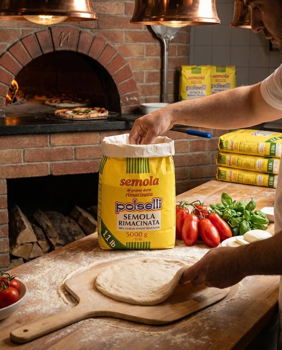 POLSELLI Semola Rimacinata Flour – Fine Ground Durum Wheat for Pasta, Bread & Pizza | Made in Italy