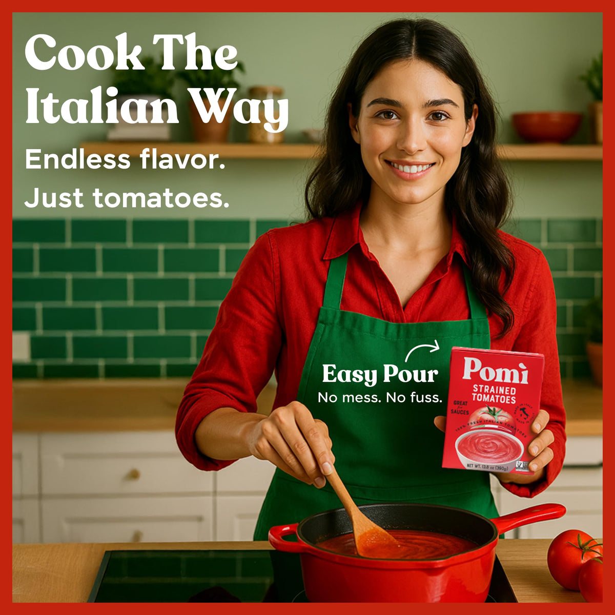 Pomi Strained Tomatoes 13.8oz (Pack of 12) – Creamy Italian Tomato Purée, No Additives or Preservatives