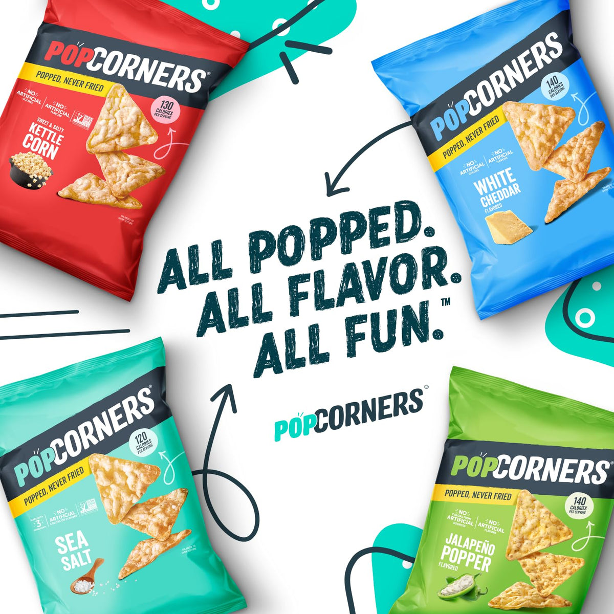 PopCorners Core 3 Flavor Variety Pack – 20 Snack Packs (1 oz) | Kosher & Non-GMO Popped Corn Snacks