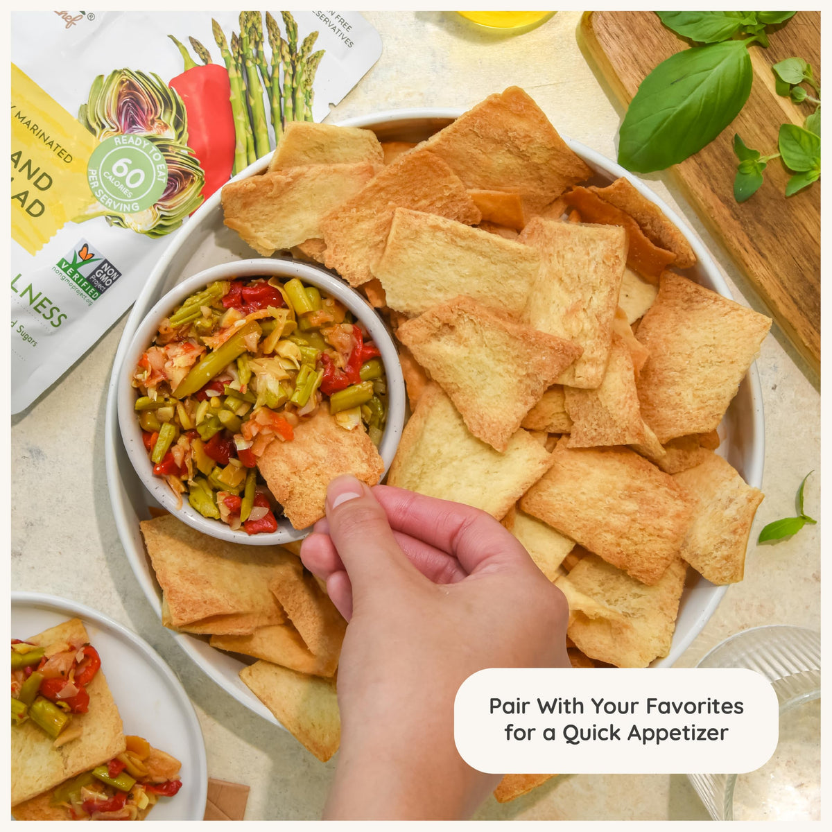 POSHI Artichoke & Asparagus Salad - Ready-to-Eat, Keto, Vegan, Non-GMO, Gluten Free, 6 Pack (4.4 oz each)